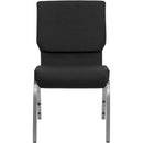 SINGLEWAVE Series 18.5''W Stacking Church Chair in Black Fabric - Silver Vein Frame