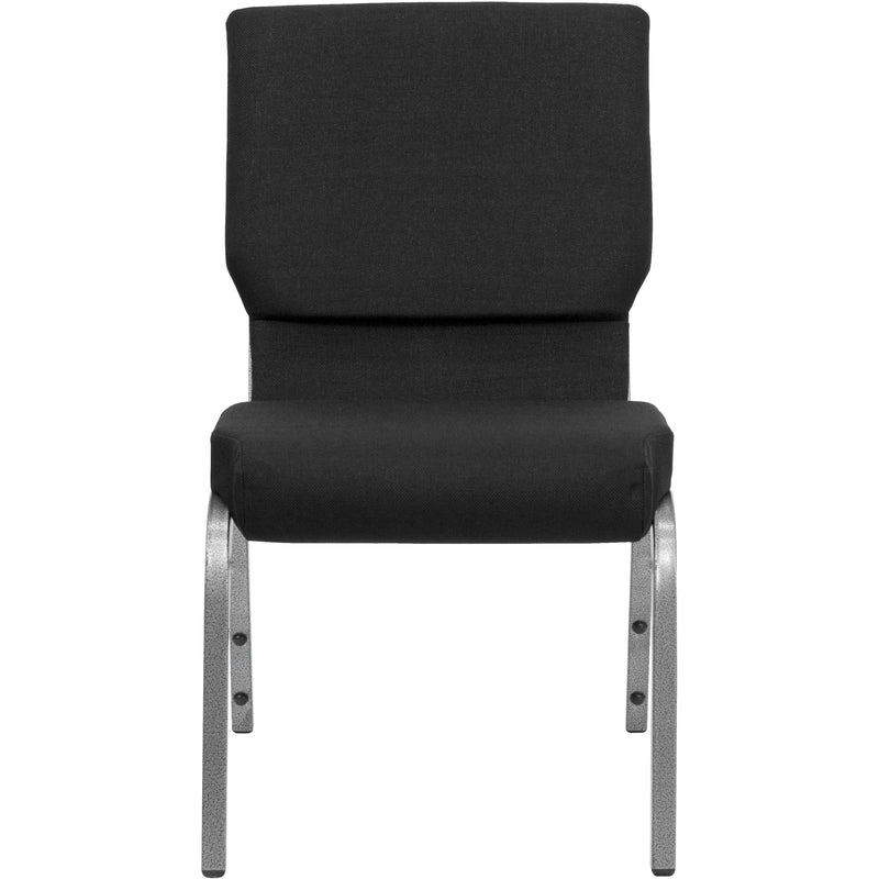 SINGLEWAVE Series 18.5''W Stacking Church Chair in Black Fabric - Silver Vein Frame