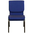 SINGLEWAVE Series 18.5''W Stacking Church Chair in Navy Blue Patterned Fabric - Gold Vein Frame