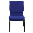 SINGLEWAVE Series 18.5''W Stacking Church Chair in Navy Blue Fabric - Gold Vein Frame
