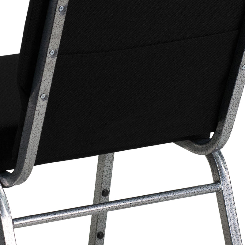 SINGLEWAVE Series 21''W Stacking Church Chair in Black Fabric - Silver Vein Frame