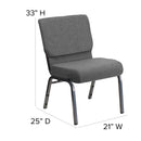 SINGLEWAVE Series 21''W Stacking Church Chair in Gray Fabric - Silver Vein Frame