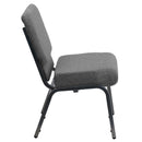 SINGLEWAVE Series 21''W Stacking Church Chair in Gray Fabric - Silver Vein Frame