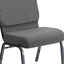 SINGLEWAVE Series 21''W Stacking Church Chair in Gray Fabric - Silver Vein Frame