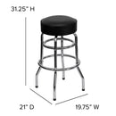 Double Ring Chrome Barstool with Black Seat