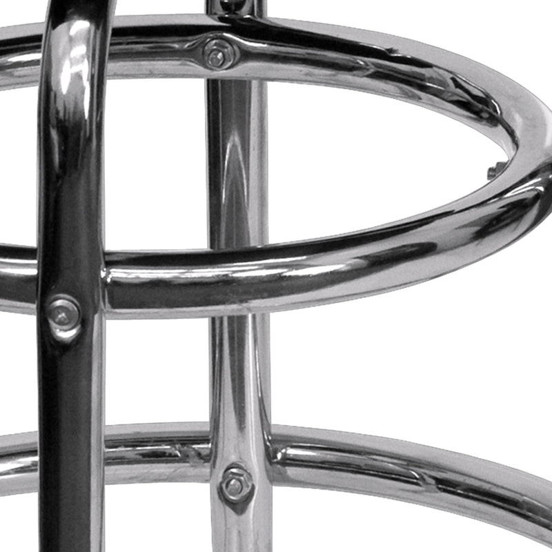 Double Ring Chrome Barstool with Black Seat