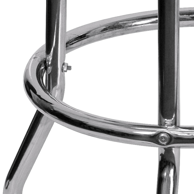 Double Ring Chrome Barstool with Red Seat