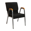 SINGLEWAVE Series 21"W Stacking Wood Accent Arm Church Chair in Black Fabric - Silver Vein Frame