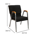 SINGLEWAVE Series 21"W Stacking Wood Accent Arm Church Chair in Black Fabric - Silver Vein Frame