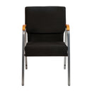 SINGLEWAVE Series 21"W Stacking Wood Accent Arm Church Chair in Black Fabric - Silver Vein Frame