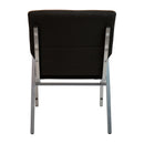 SINGLEWAVE Series 21"W Stacking Wood Accent Arm Church Chair in Black Fabric - Silver Vein Frame