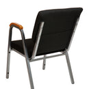 SINGLEWAVE Series 21"W Stacking Wood Accent Arm Church Chair in Black Fabric - Silver Vein Frame