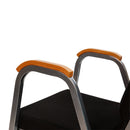 SINGLEWAVE Series 21"W Stacking Wood Accent Arm Church Chair in Black Fabric - Silver Vein Frame