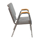 SINGLEWAVE Series 21"W Stacking Wood Accent Arm Church Chair in Gray Fabric - Silver Vein Frame