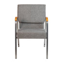 SINGLEWAVE Series 21"W Stacking Wood Accent Arm Church Chair in Gray Fabric - Silver Vein Frame