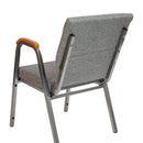 SINGLEWAVE Series 21"W Stacking Wood Accent Arm Church Chair in Gray Fabric - Silver Vein Frame