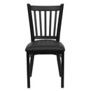 SINGLEWAVE Series Black Vertical Back Metal Restaurant Chair - Black Vinyl Seat