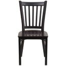 SINGLEWAVE Series Black Vertical Back Metal Restaurant Chair - Walnut Wood Seat