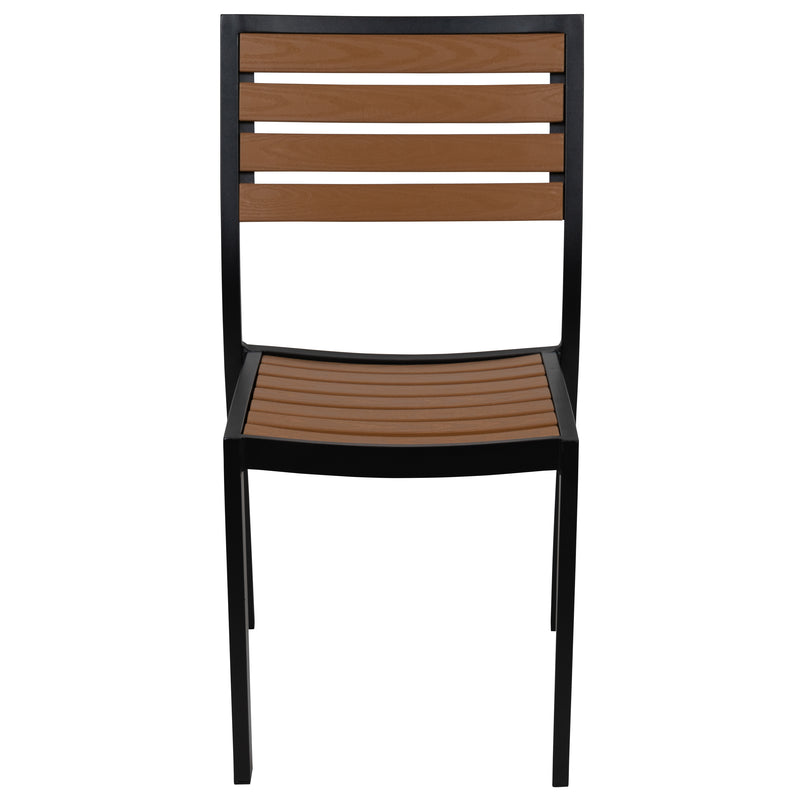 Outdoor Side Chair with Faux Teak Poly Slats