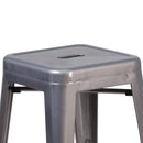 24'' High Backless Clear Coated Metal Indoor Counter Height Stool with Square Seat