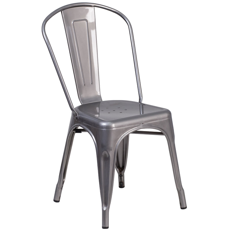 Clear Coated Metal Indoor Stackable Chair