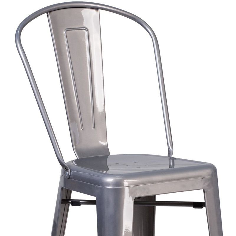 30'' High Clear Coated Indoor Barstool with Back