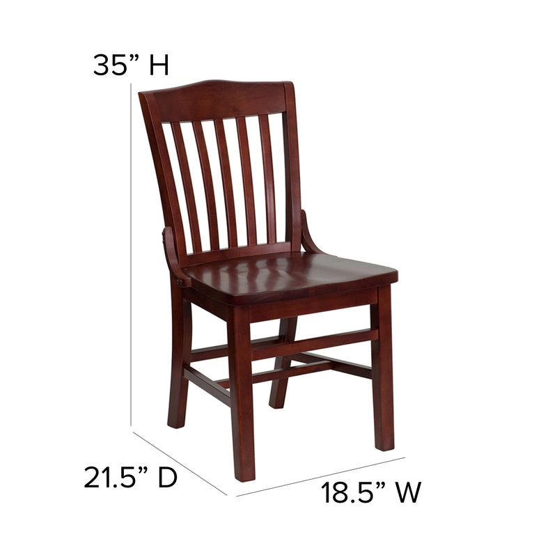 SINGLEWAVE Series School House Back Mahogany Wood Restaurant Chair