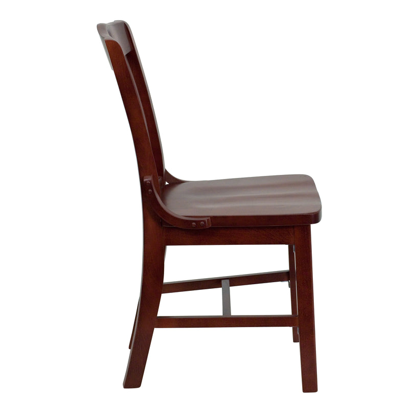 SINGLEWAVE Series School House Back Mahogany Wood Restaurant Chair