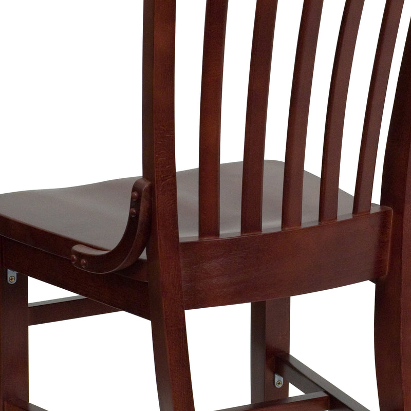 SINGLEWAVE Series School House Back Mahogany Wood Restaurant Chair