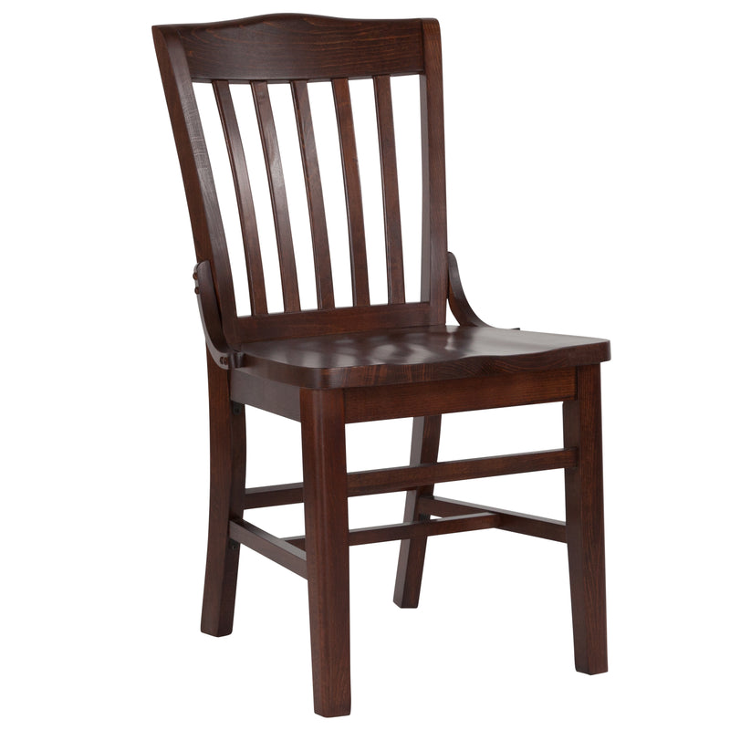 SINGLEWAVE Series School House Back Walnut Wood Restaurant Chair