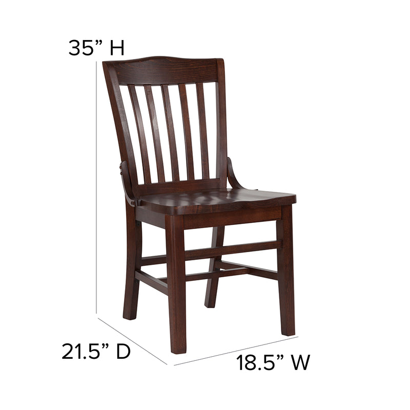 SINGLEWAVE Series School House Back Walnut Wood Restaurant Chair