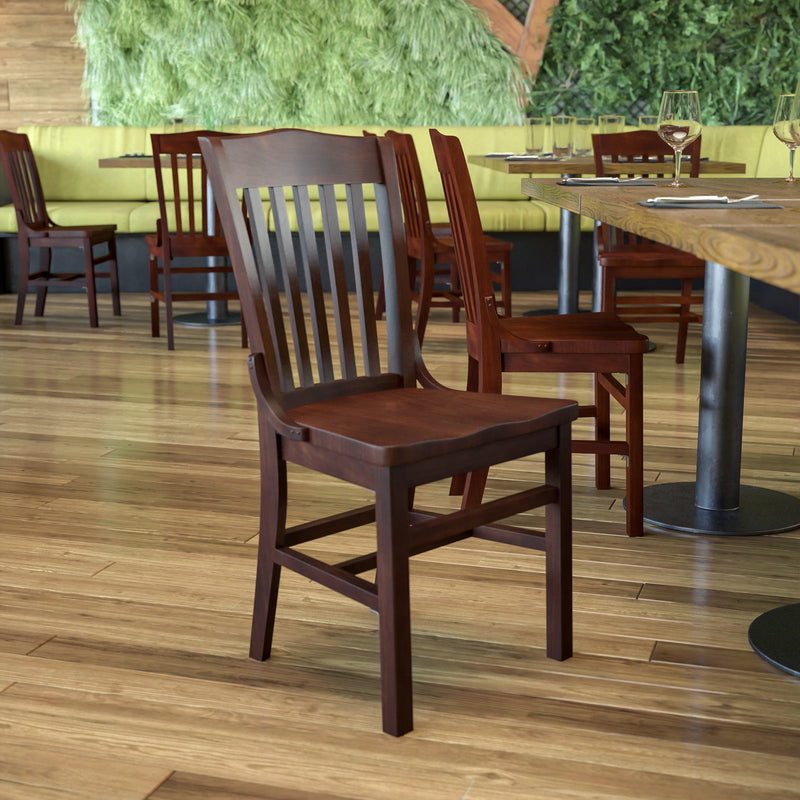 SINGLEWAVE Series School House Back Walnut Wood Restaurant Chair