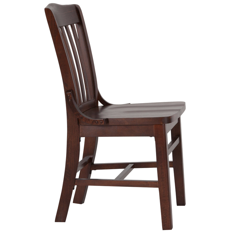 SINGLEWAVE Series School House Back Walnut Wood Restaurant Chair