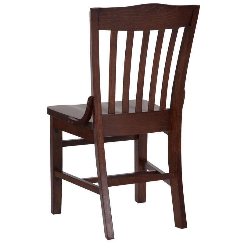 SINGLEWAVE Series School House Back Walnut Wood Restaurant Chair