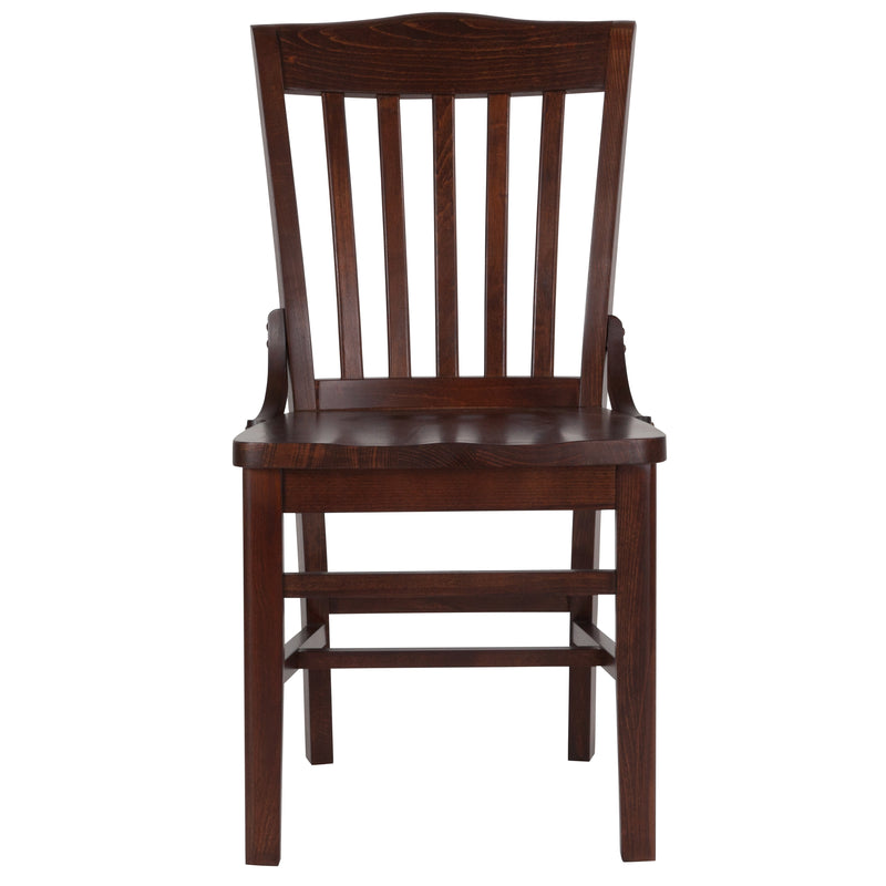 SINGLEWAVE Series School House Back Walnut Wood Restaurant Chair