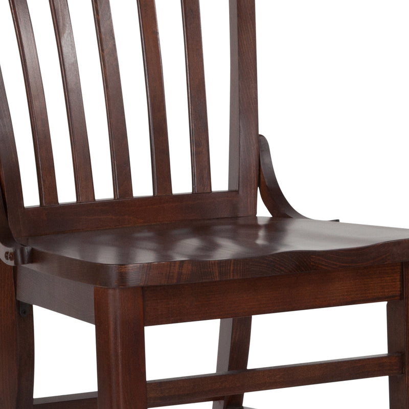 SINGLEWAVE Series School House Back Walnut Wood Restaurant Chair