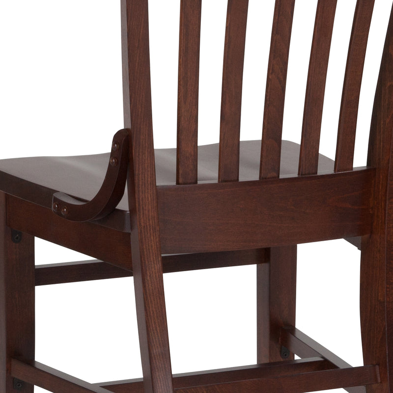 SINGLEWAVE Series School House Back Walnut Wood Restaurant Chair