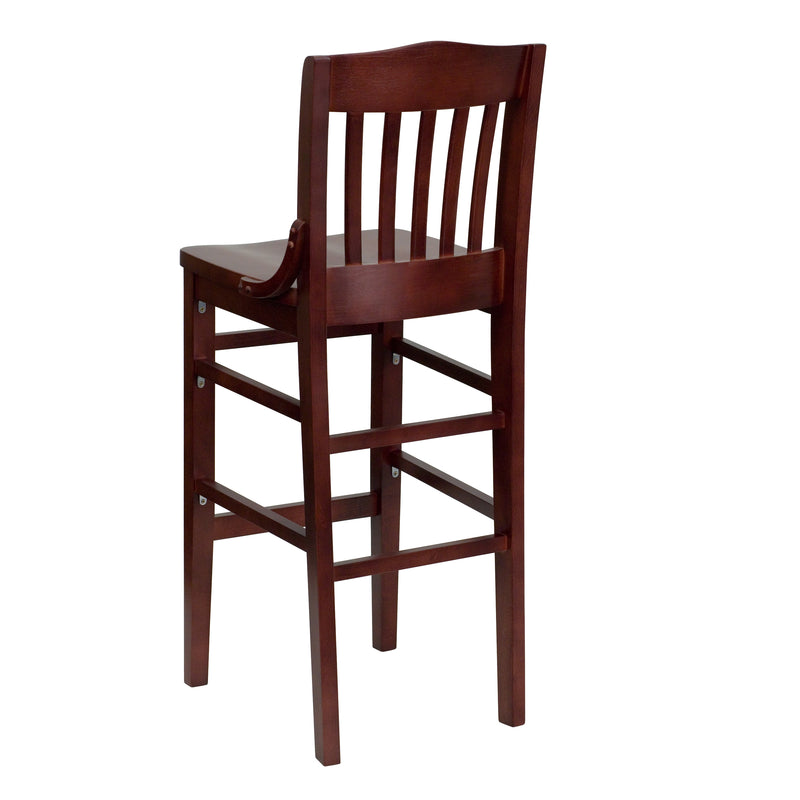 SINGLEWAVE Series School House Back Mahogany Wood Restaurant Barstool