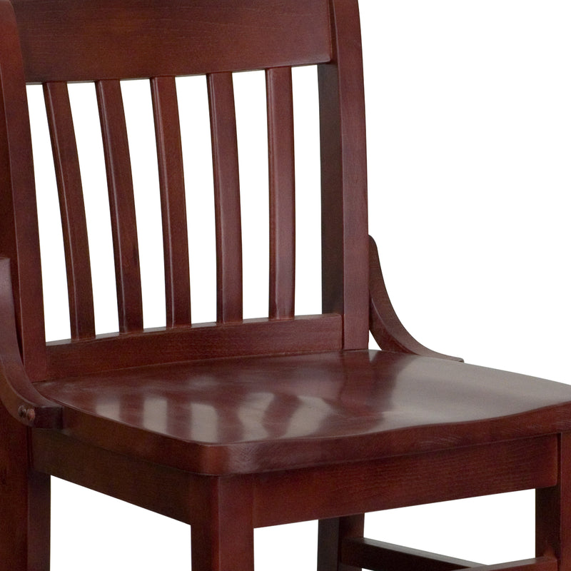 SINGLEWAVE Series School House Back Mahogany Wood Restaurant Barstool