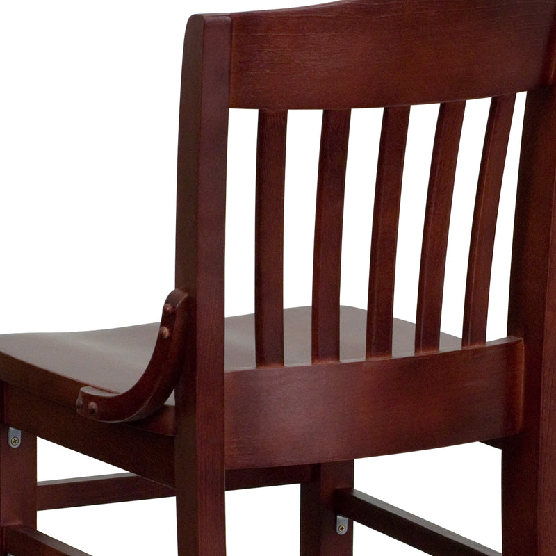 SINGLEWAVE Series School House Back Mahogany Wood Restaurant Barstool