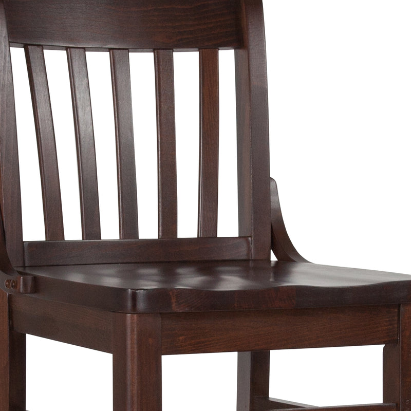 SINGLEWAVE Series School House Back Walnut Wood Restaurant Barstool