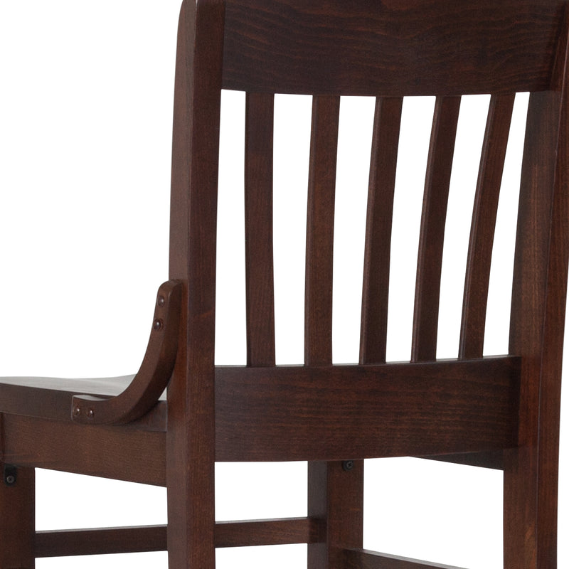 SINGLEWAVE Series School House Back Walnut Wood Restaurant Barstool