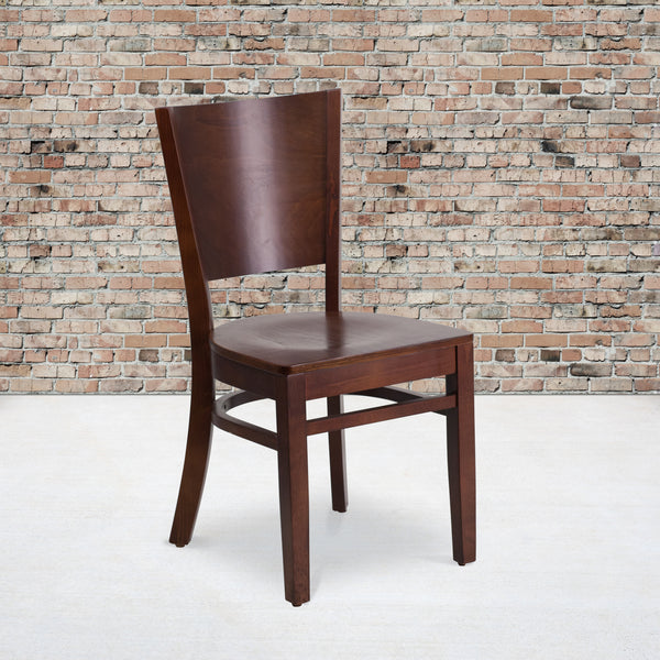 Lacey Series Solid Back Walnut Wood Restaurant Chair