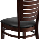 Darby Series Slat Back Walnut Wood Restaurant Chair - Black Vinyl Seat