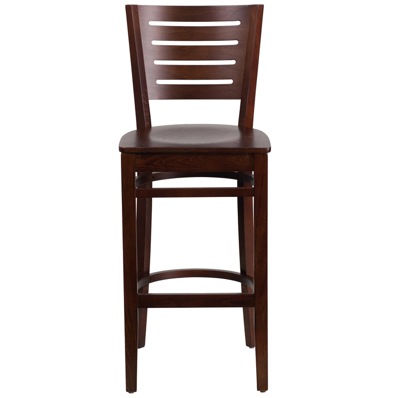 Darby Series Slat Back Walnut Wood Restaurant Barstool