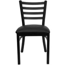 SINGLEWAVE Series Black Ladder Back Metal Restaurant Chair - Black Vinyl Seat