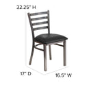 SINGLEWAVE Series Clear Coated Ladder Back Metal Restaurant Chair - Black Vinyl Seat