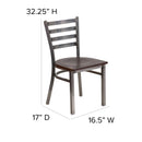 SINGLEWAVE Series Clear Coated Ladder Back Metal Restaurant Chair - Walnut Wood Seat