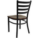 SINGLEWAVE Series Black Ladder Back Metal Restaurant Chair - Mahogany Wood Seat