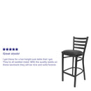 SINGLEWAVE Series Black Ladder Back Metal Restaurant Barstool - Black Vinyl Seat